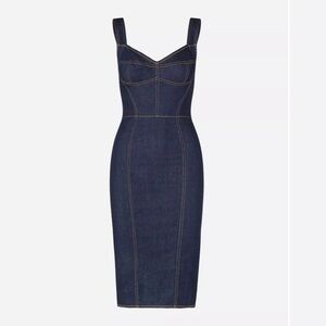DOLCE & GABBANA
Dark Blue Stretch Denim Sleeveless Pencil Dress - Size 40 - NWT
